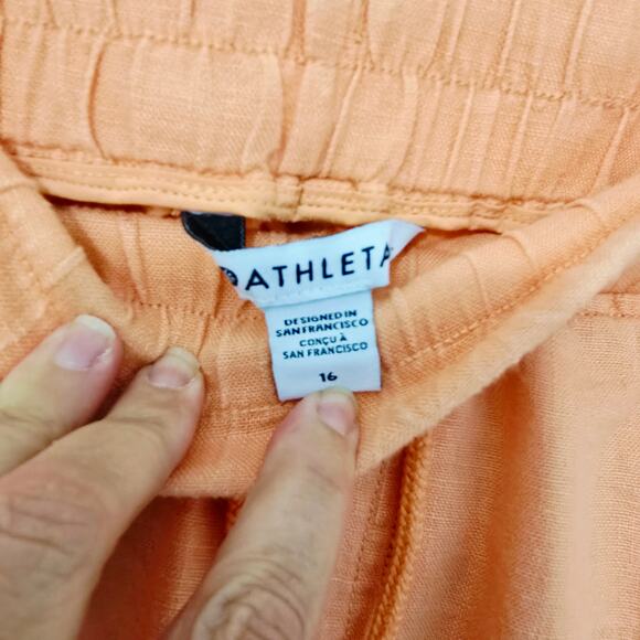Athleta Cabo Linen Jogger Peach Lightweight Drawstring Size 16 - Picture 5 of 11